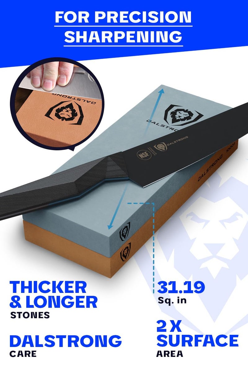 Dalstrong Premium Whetstone Kit-#1000/#400 Knife Sharpening Kit-Gift Extra Large Grit Stones-Top-Grade Corundum-Thick Knife Sharpening Stone-Whetstone Set Knife Sharpener-Ultra-Durable - Image 3